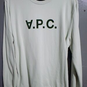 A.P.C. Off-White Long Sleeve with Green Logo